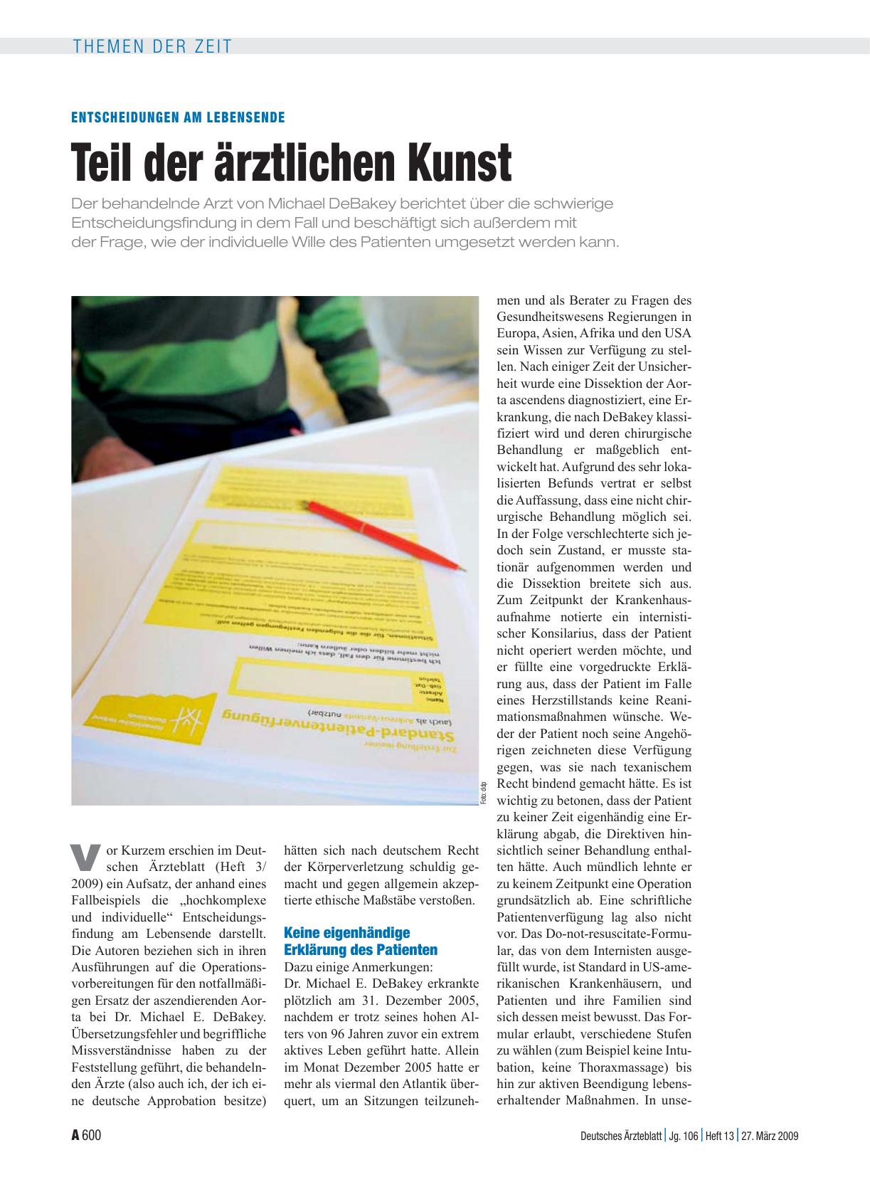 Vorschauseite 1: Entscheidungen am Lebensende: Teil der ärztlichen Kunst