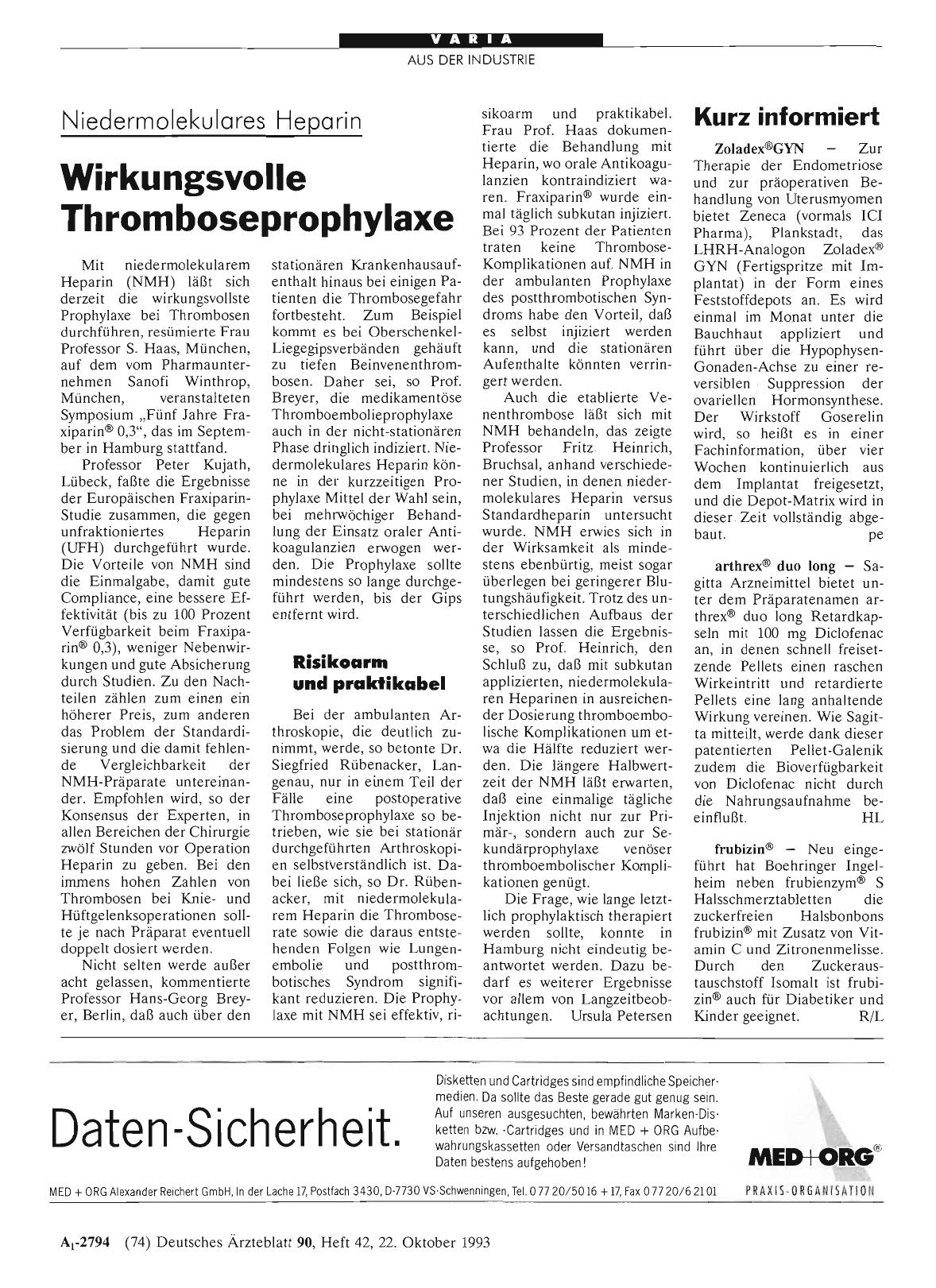 Vorschauseite 1: Kurz informiert: arthrex® duo long
