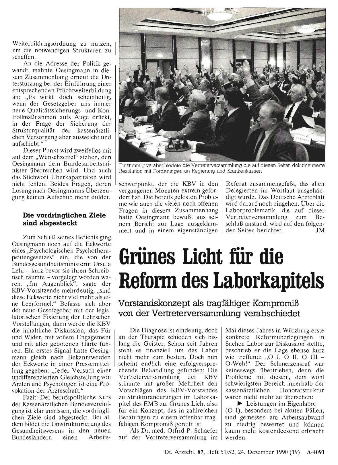 Vorschauseite 1: Grünes Licht für die Reform des Laborkapitels