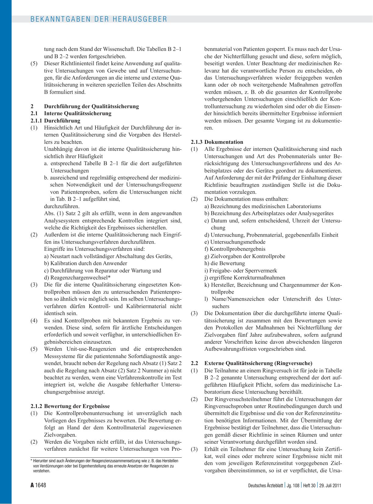 Vorschauseite 2: „Richtlinie der Bundesärztekammer zur Qualitätssicherung laboratoriumsmedizinischer Untersuchungen“