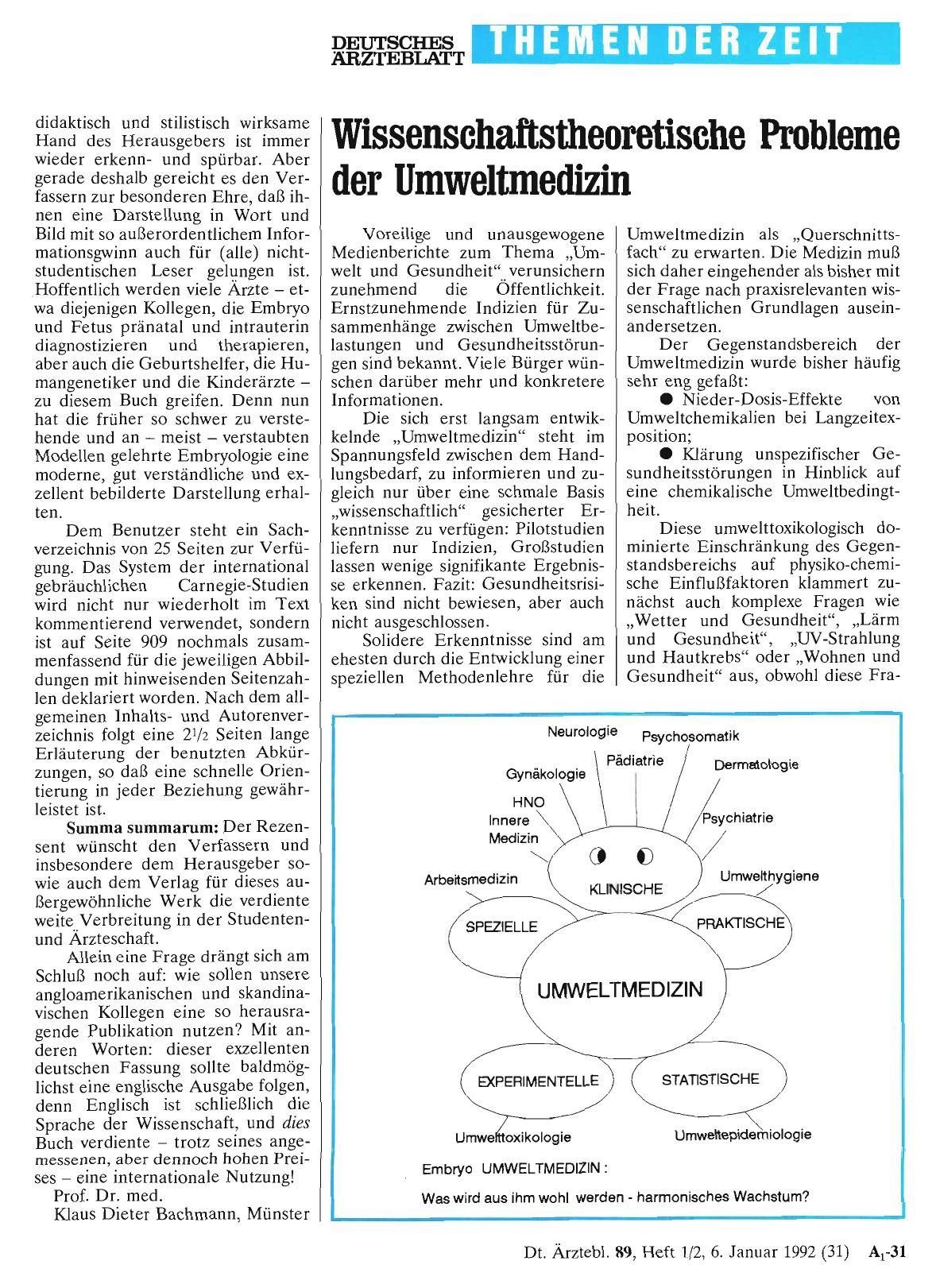 Vorschauseite 1: Wissenschaftstheoretische Probleme der Umweltmedizin