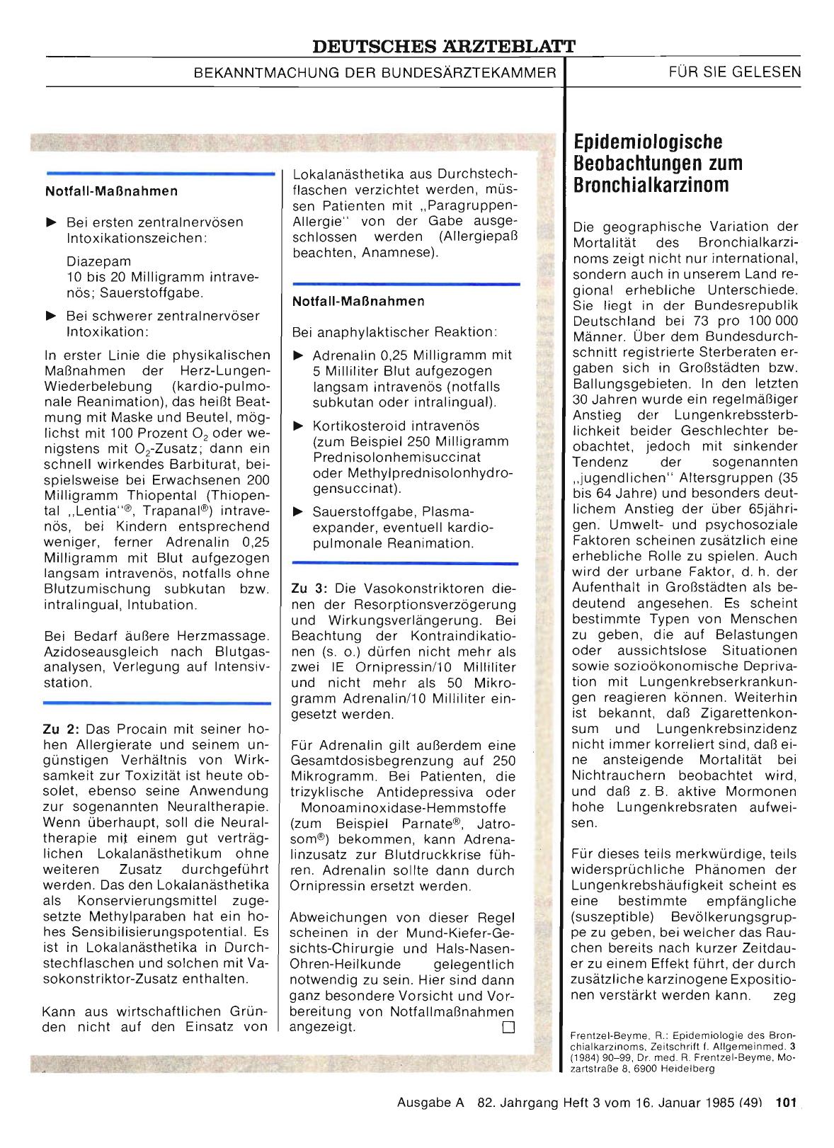 Vorschauseite 1: Epidemiologische Beobachtungen zum BronchiaIkarzinom