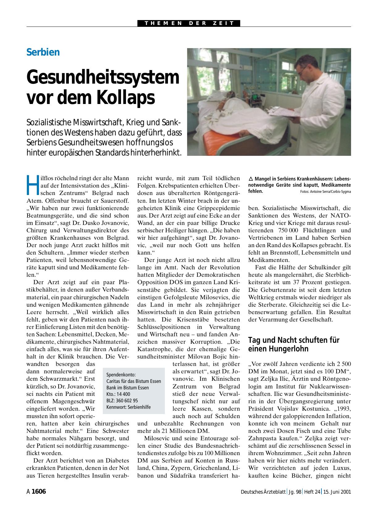 Vorschauseite 1: Serbien: Gesundheitssystem vor dem Kollaps