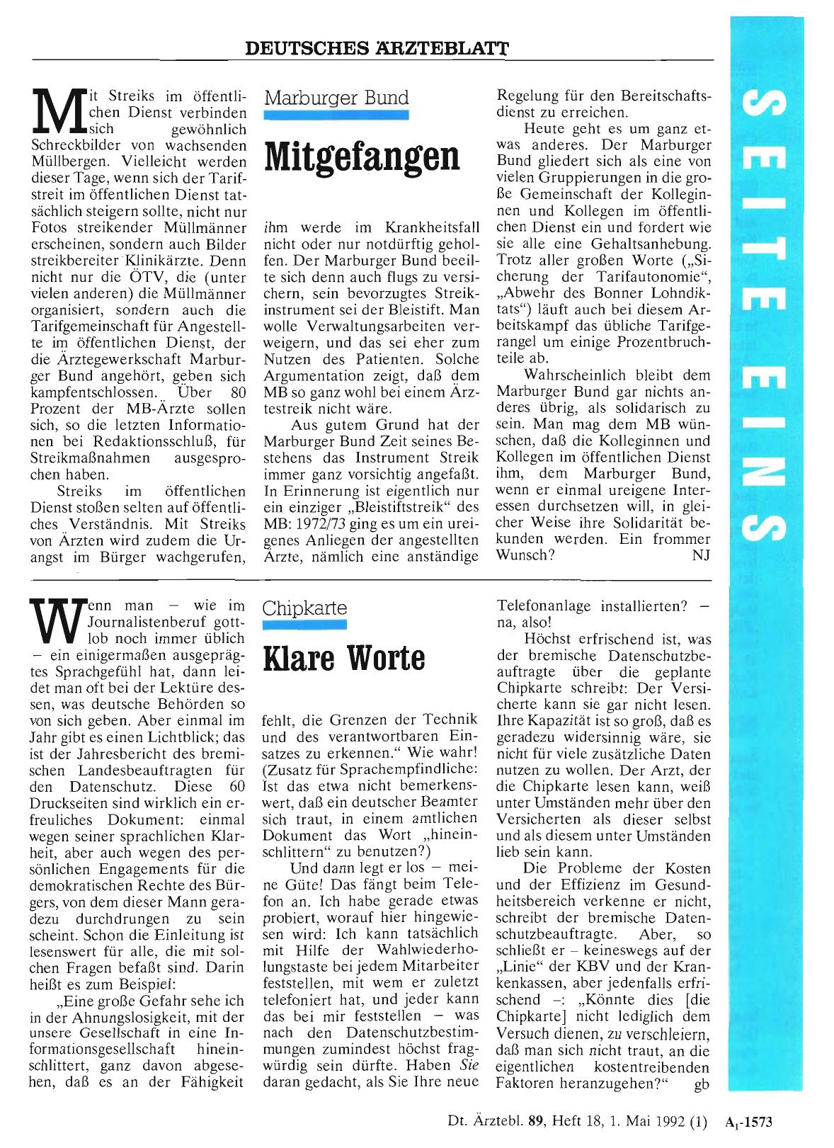 Vorschauseite 1: Chipkarte: Klare Worte