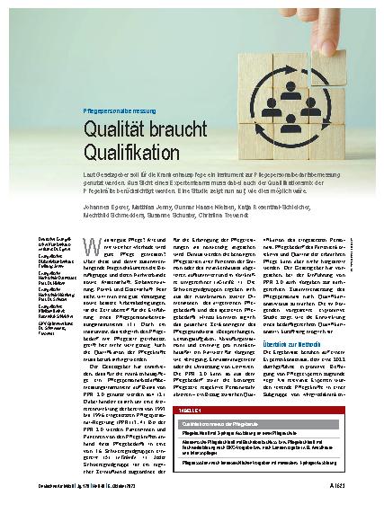 Vorschauseite 1: Pflegepersonalbemessung: Qualität braucht Qualifikation