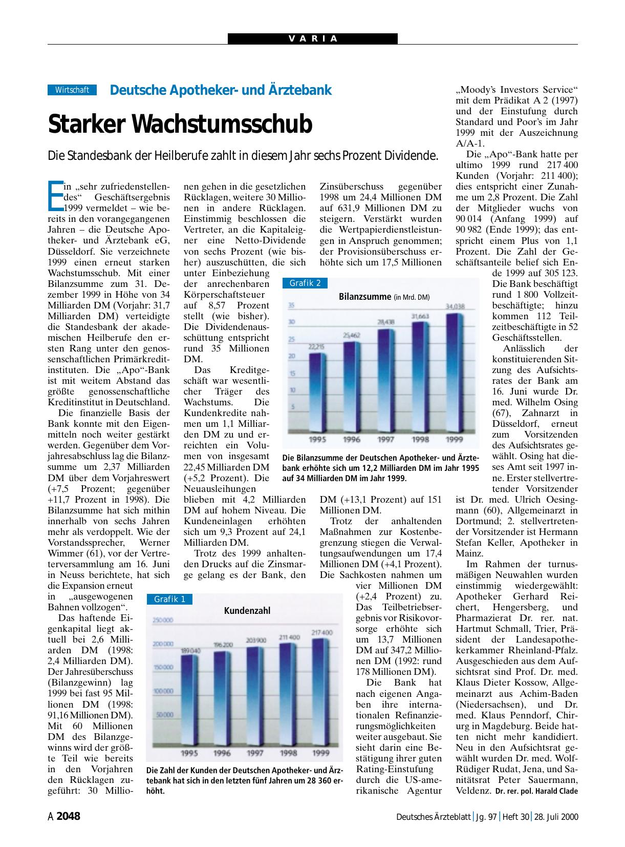 Vorschauseite 1: Deutsche Apothekerund Ärztebank: Starker Wachstumsschub