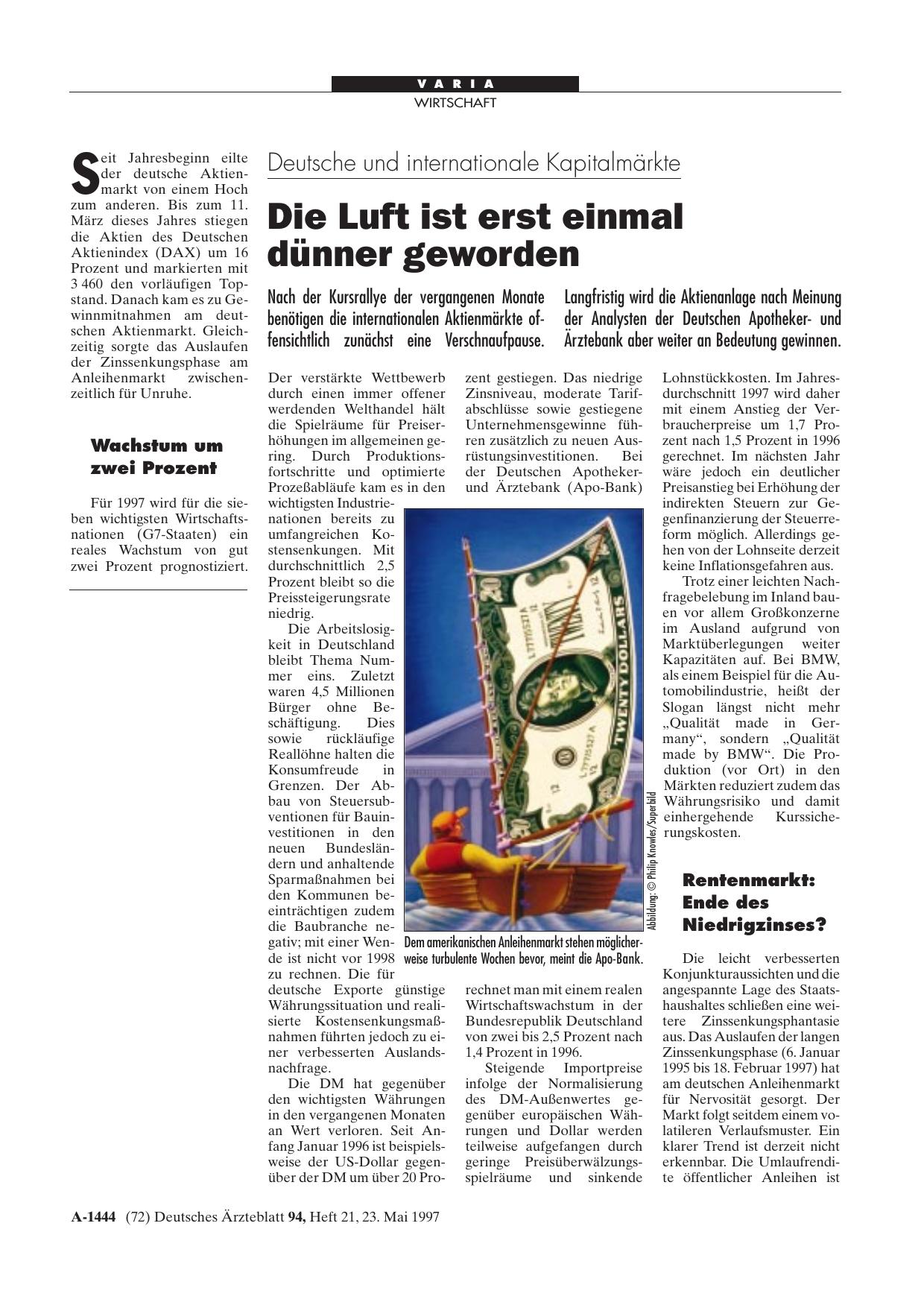 Vorschauseite 1: Deutsche und internationale Kapitalmärkte: Die Luft ist erst einmal dünner geworden