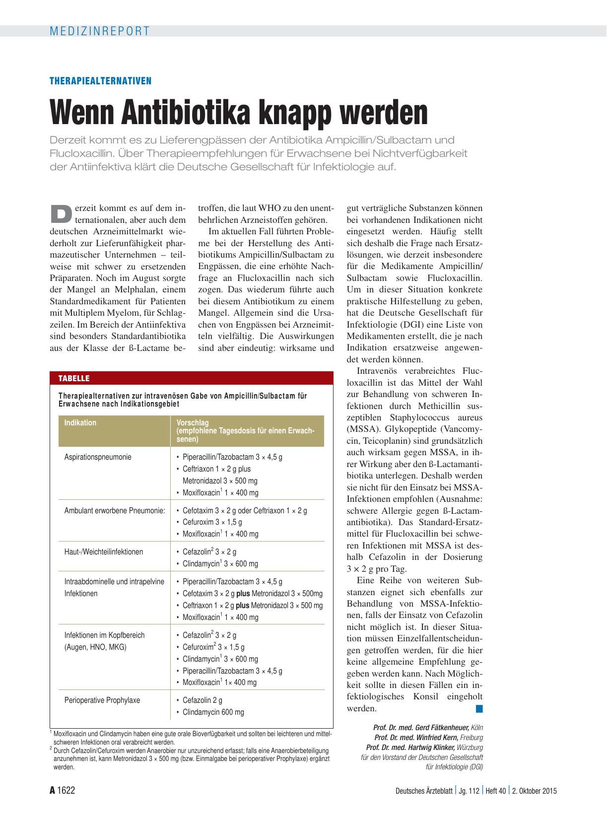 Vorschauseite 1: Therapiealternativen: Wenn Antibiotika knapp werden