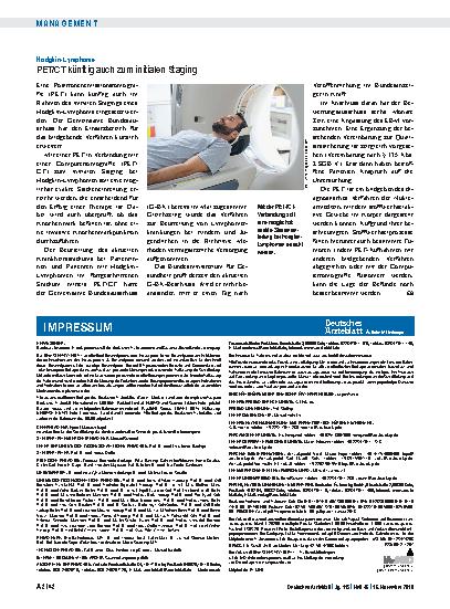 Vorschauseite 1: Hodgkin-Lymphome: PET/CT künftig auch zum initialen Staging