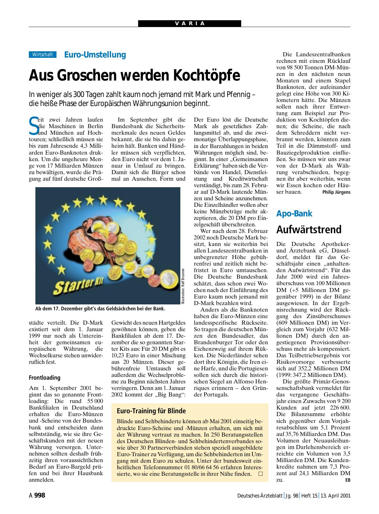 Vorschauseite 1: Euro-Umstellung: Aus Groschen werden Kochtöpfe