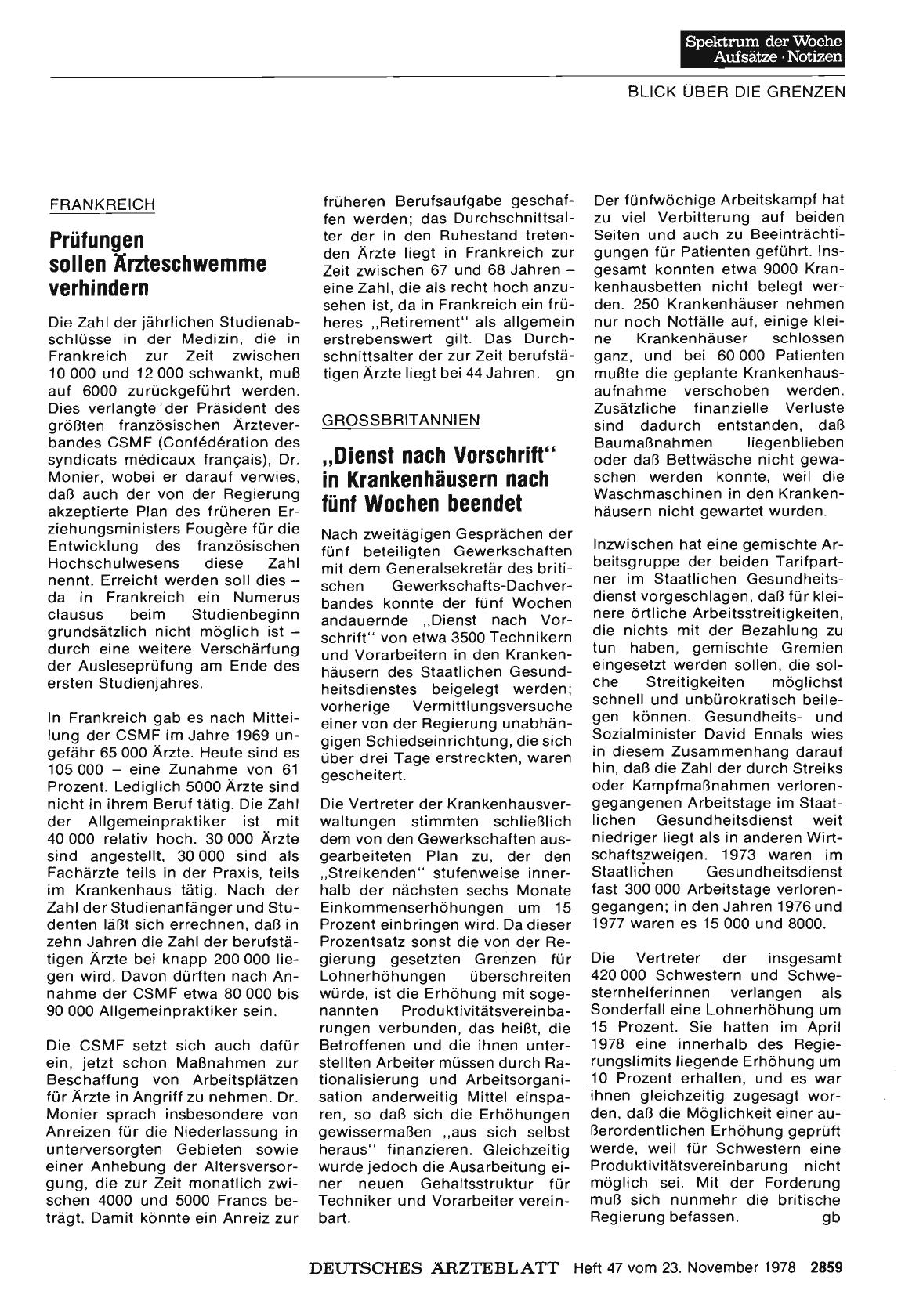 Vorschauseite 1: FRANKREICH: Prüfungen sollen Ärzteschwemme verhindern