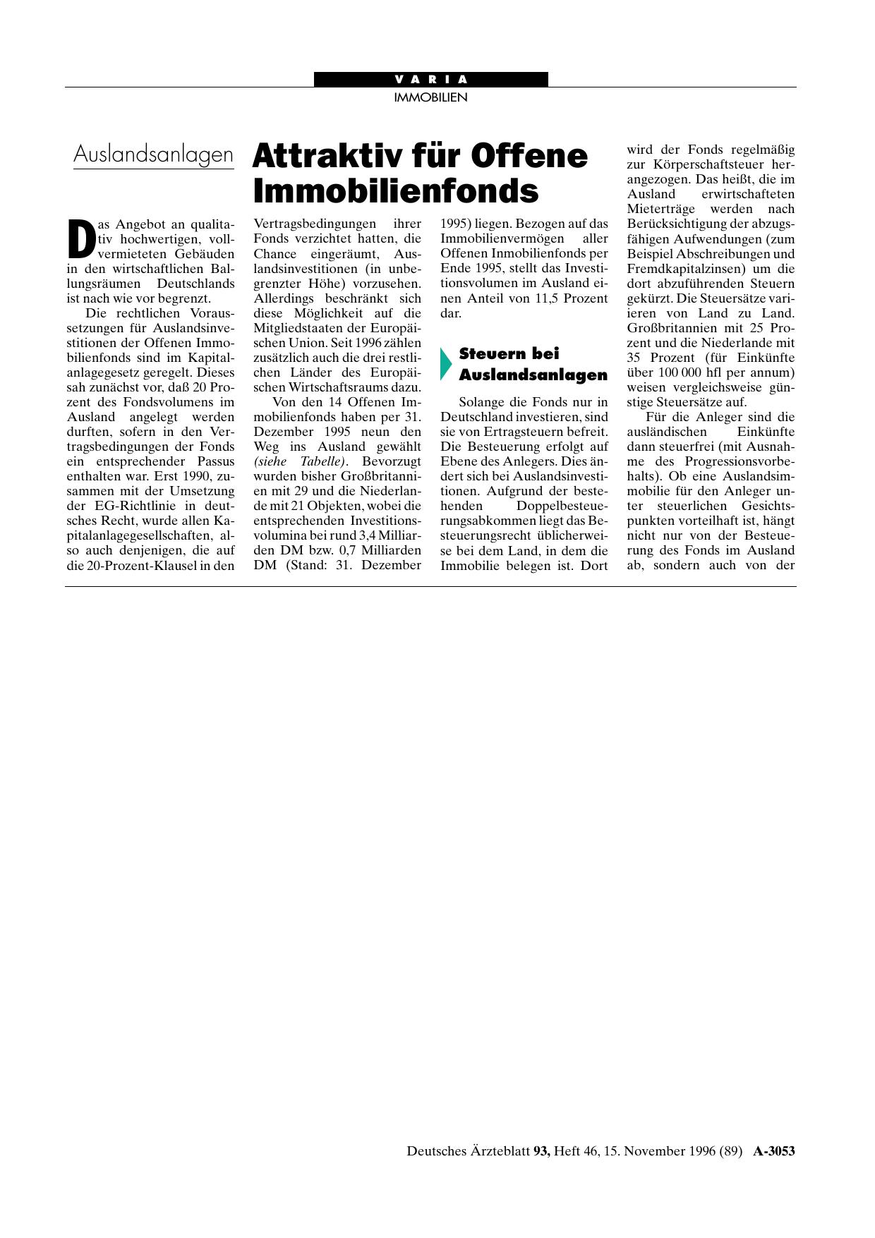 Vorschauseite 1: Auslandsanlagen: Attraktiv für Offene Immobilienfonds