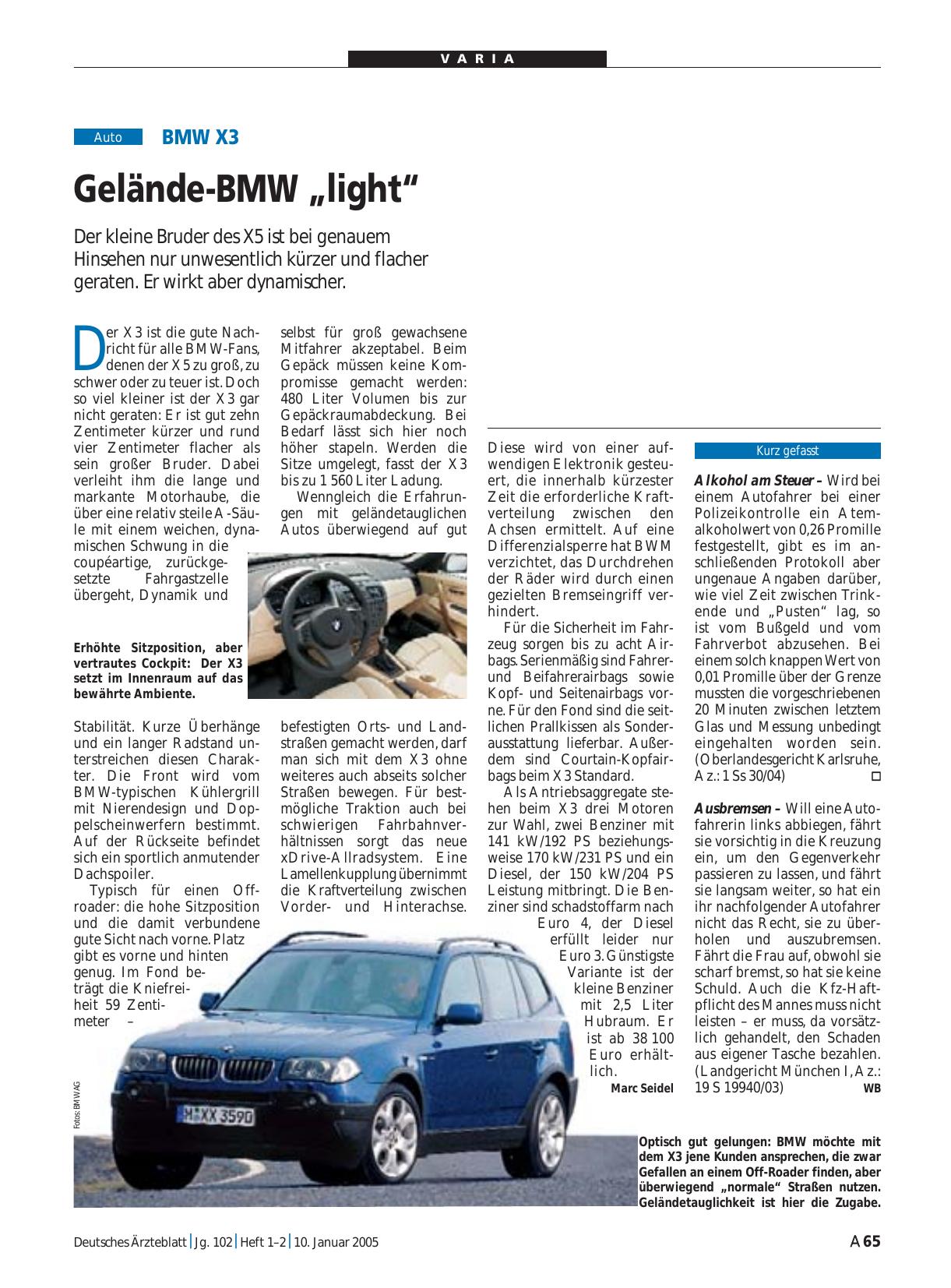 Vorschauseite 1: BMW X3: Gelände-BMW „light“