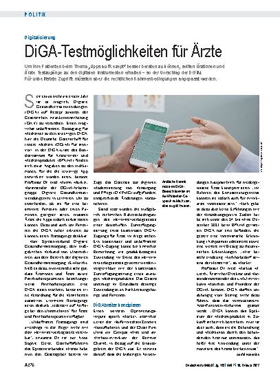 Vorschauseite 1: Digitalisierung: DiGA-Testmöglichkeiten für Ärzte