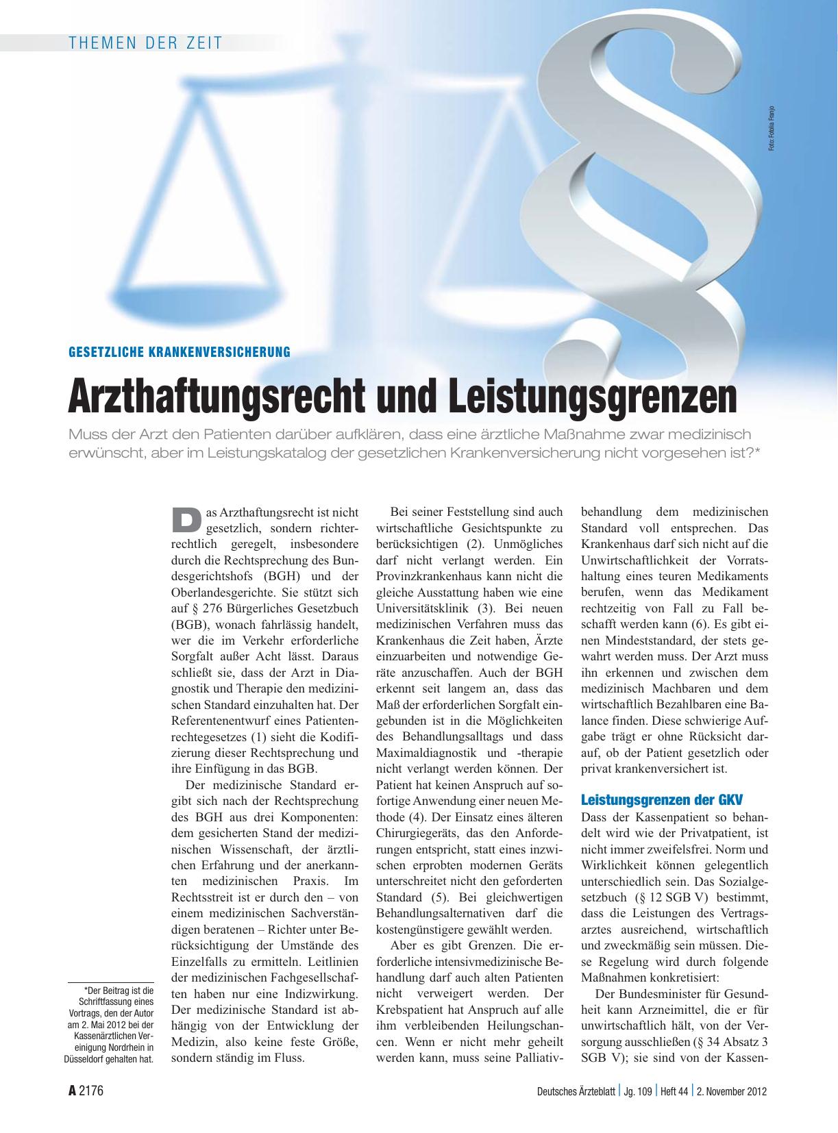 Vorschauseite 1: Gesetzliche Krankenversicherung: Arzthaftungsrecht und Leistungsgrenzen