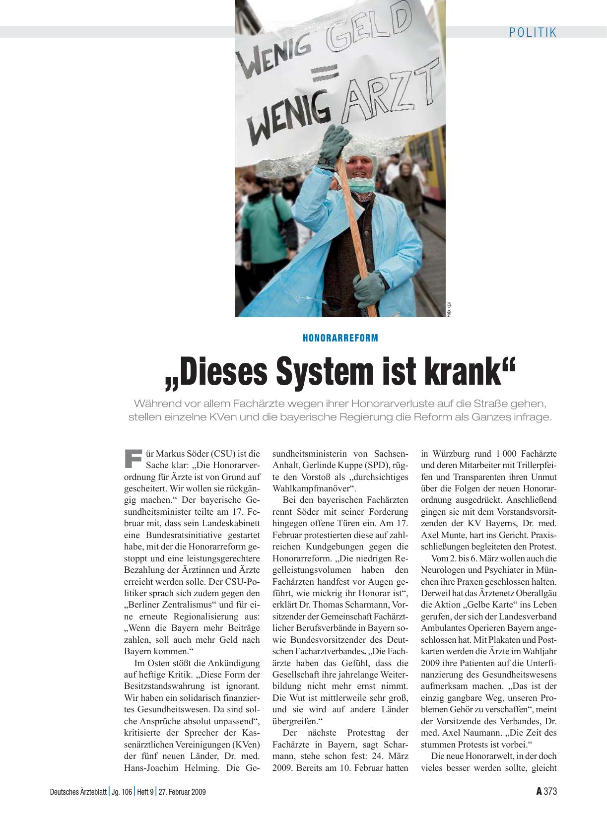 Vorschauseite 1: Honorarreform: „Dieses System ist krank“