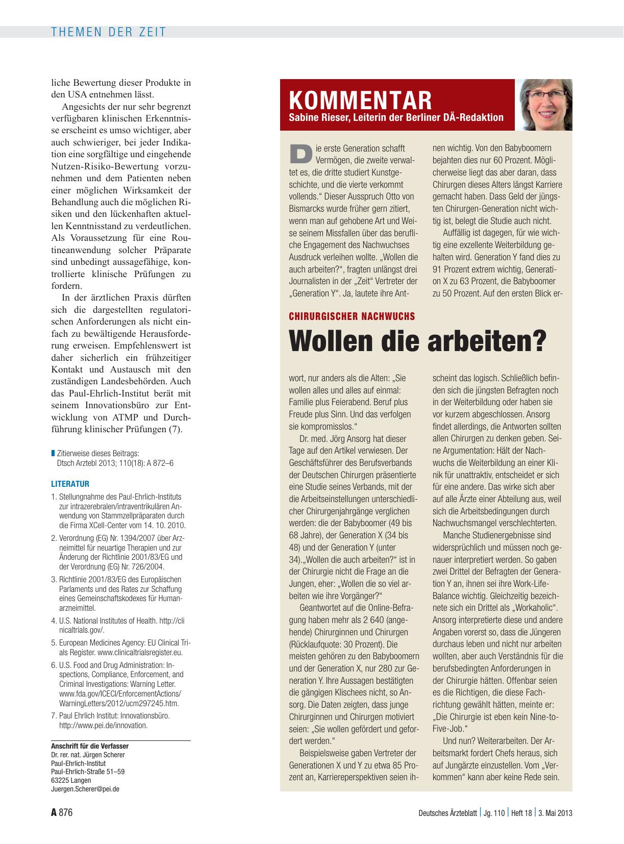Vorschauseite 1: Chirurgischer Nachwuchs: Wollen die arbeiten?