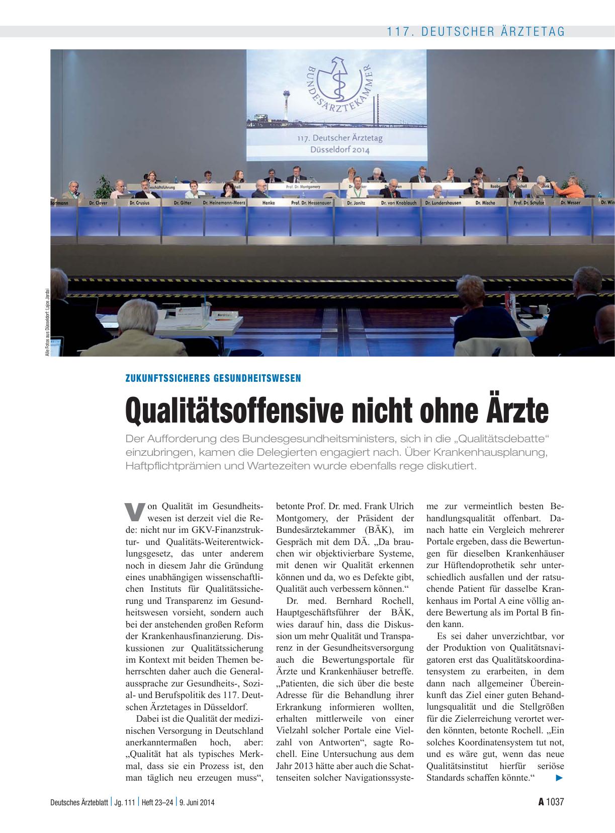 Vorschauseite 1: Zukunftssicheres Gesundheitswesen: Qualitätsoffensive nicht ohne Ärzte