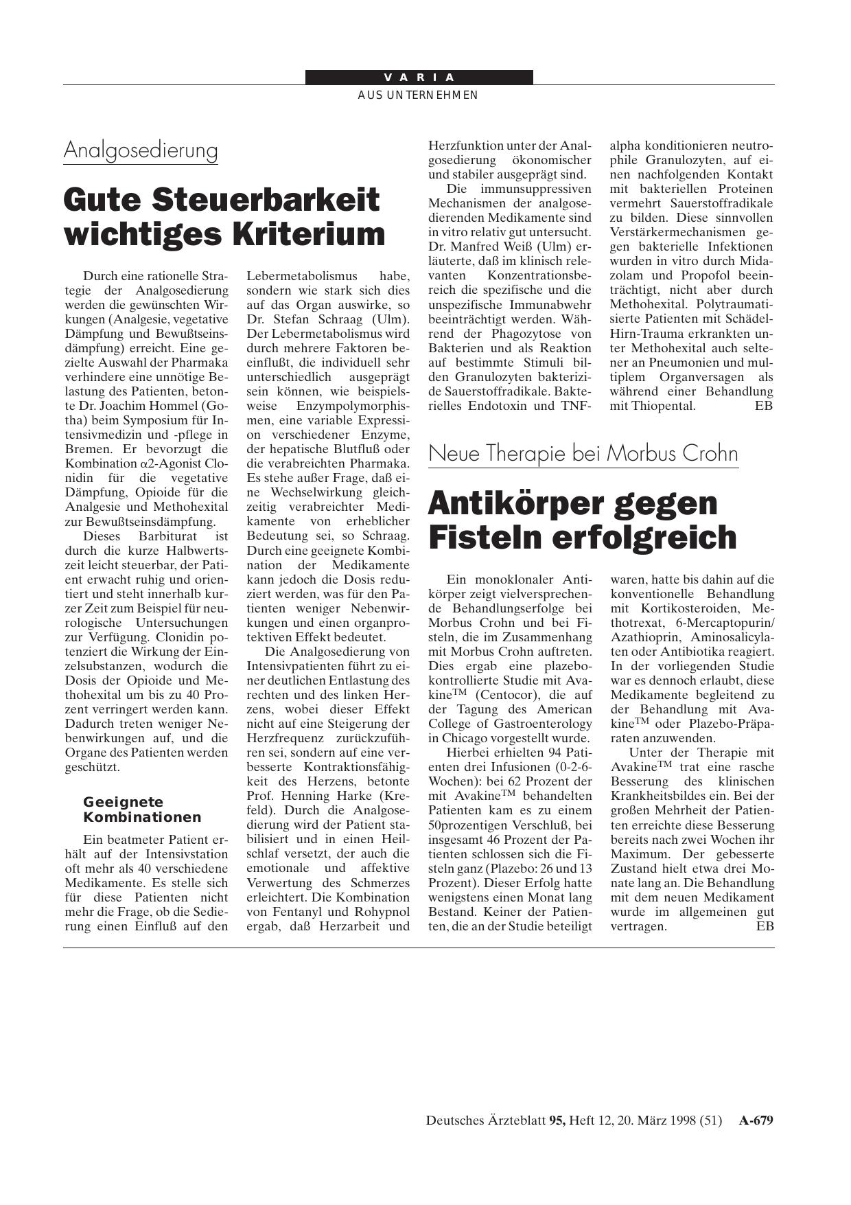 Vorschauseite 1: Neue Therapie bei Morbus Crohn: Antikörper gegen Fisteln erfolgreich