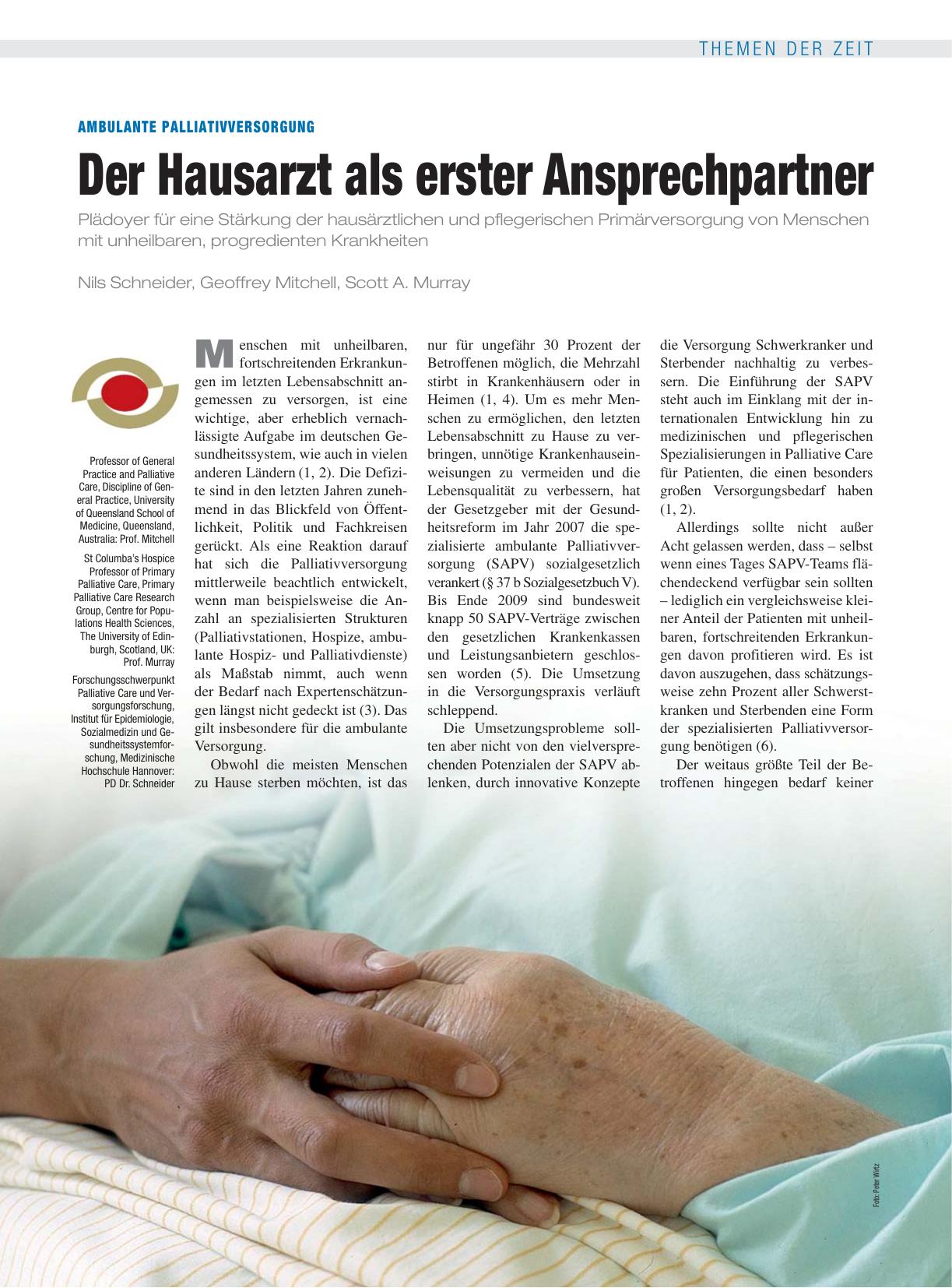 Vorschauseite 1: Ambulante Palliativversorgung: Der Hausarzt als erster Ansprechpartner