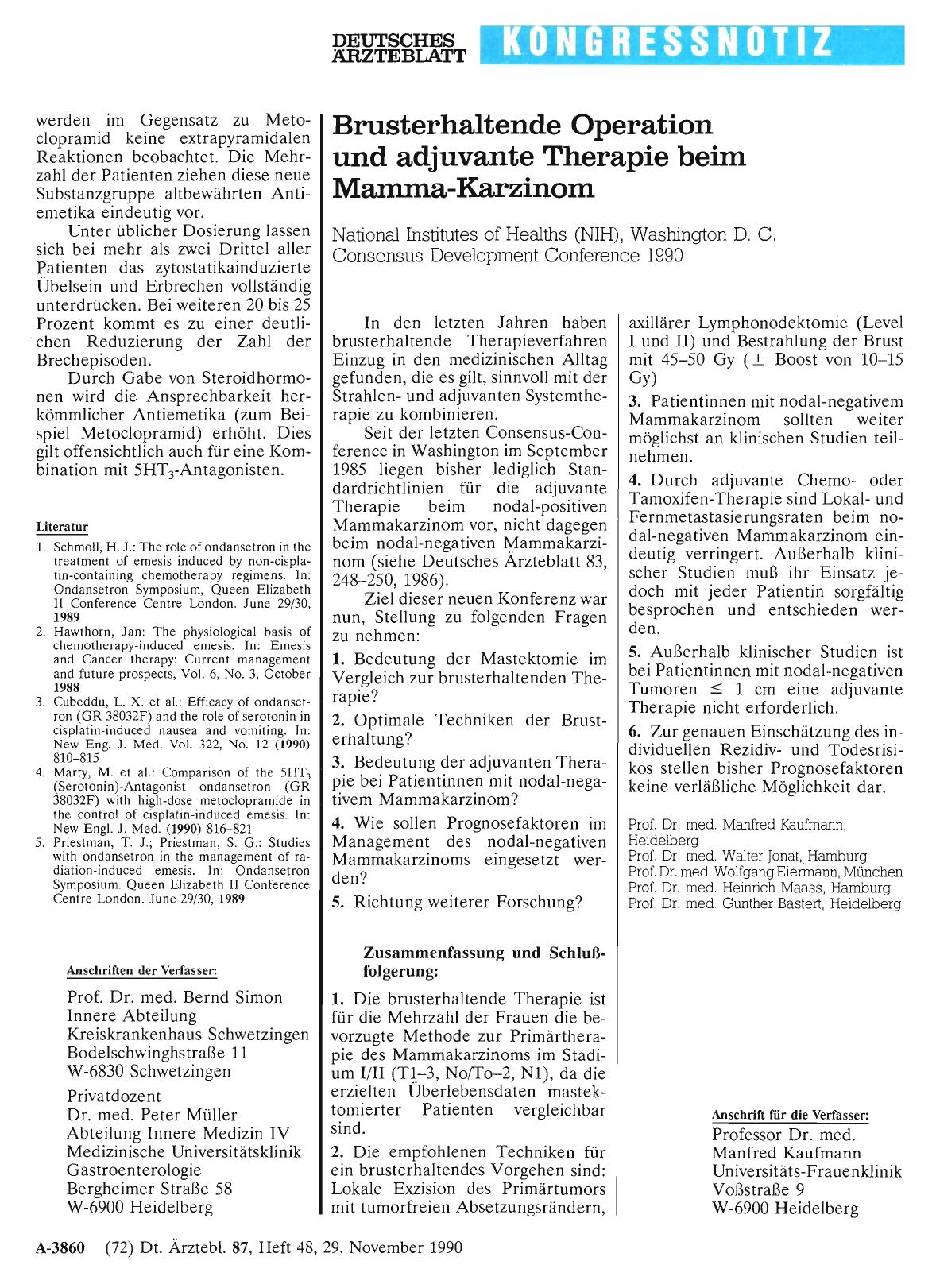 Vorschauseite 1: Brusterhaltende Operation und adjuvante Therapie beim Mamma-Karzinom