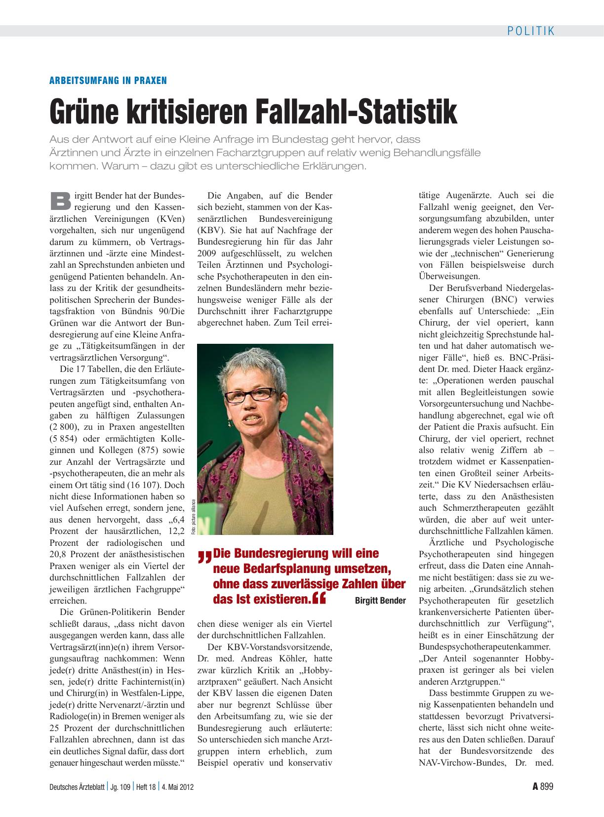 Vorschauseite 1: Arbeitsumfang in Praxen: Grüne kritisieren Fallzahl-Statistik