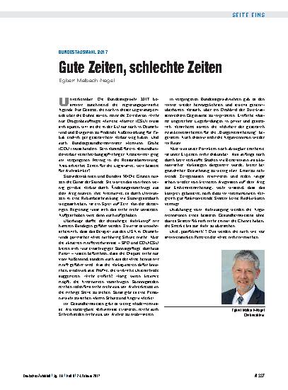 Vorschauseite 1: Bundestagswahl 2017: Gute Zeiten, schlechte Zeiten