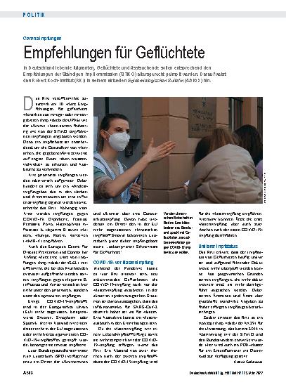 Vorschauseite 1: Coronaimpfungen: Empfehlungen für Geflüchtete