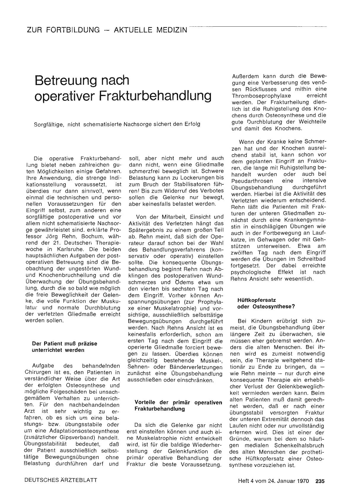 Vorschauseite 1: Betreuung nach operativer Frakturbehandlung
