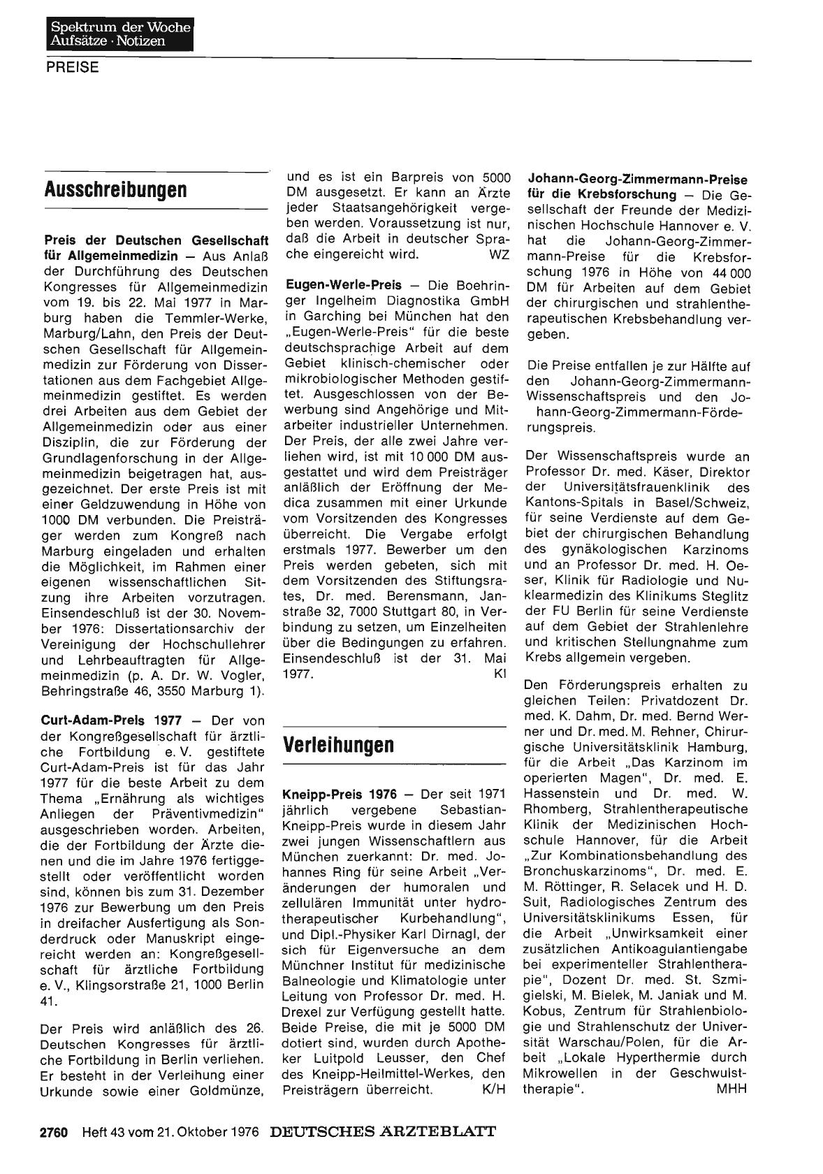 Vorschauseite 1: Ausschreibungen