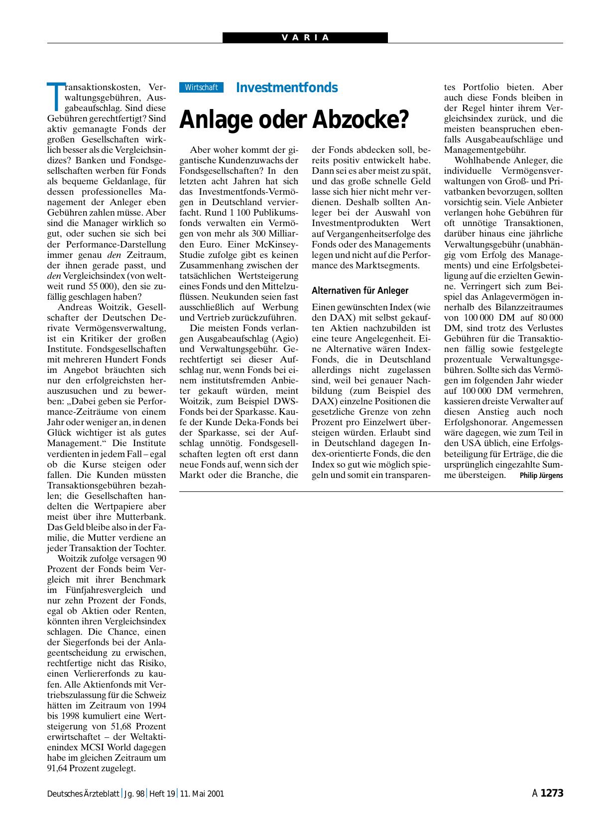 Vorschauseite 1: Investmentfonds: Anlage oder Abzocke?
