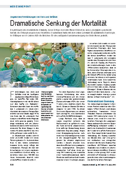Vorschauseite 1: Angeborene Fehlbildungen von Herz und Gefäßen: Dramatische Senkung der Mortalität