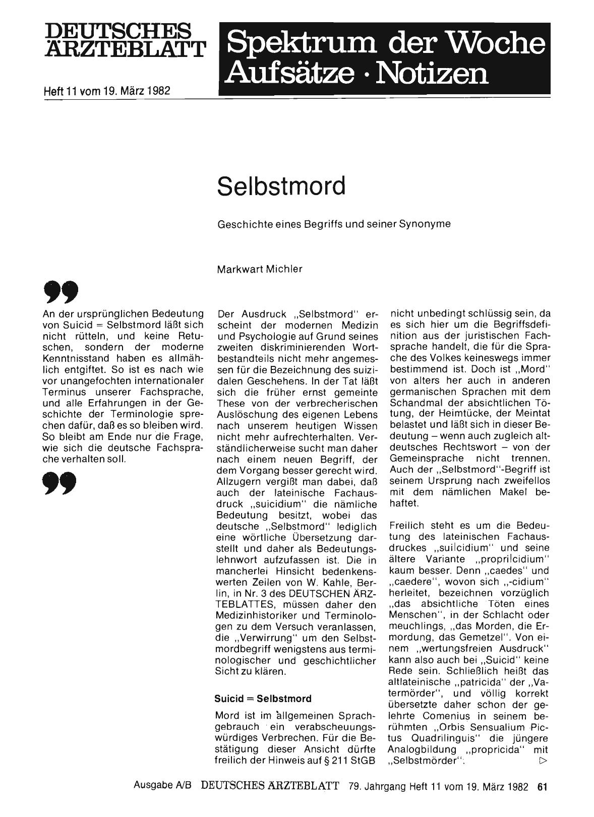 Vorschauseite 1: Selbstmord: Geschichte eines Begriffs und seiner Synonyme