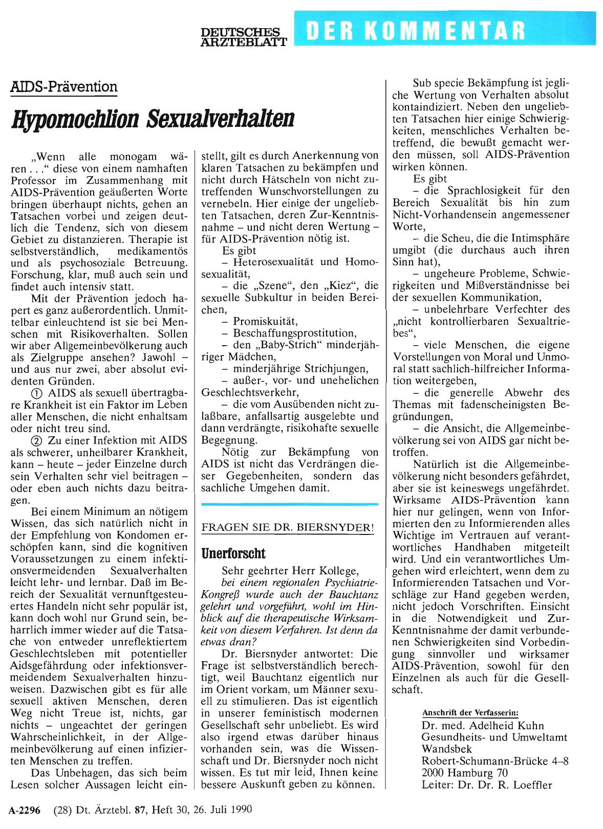 Vorschauseite 1: AIDS-Prävention: Hypomochlion Sexualverhalten