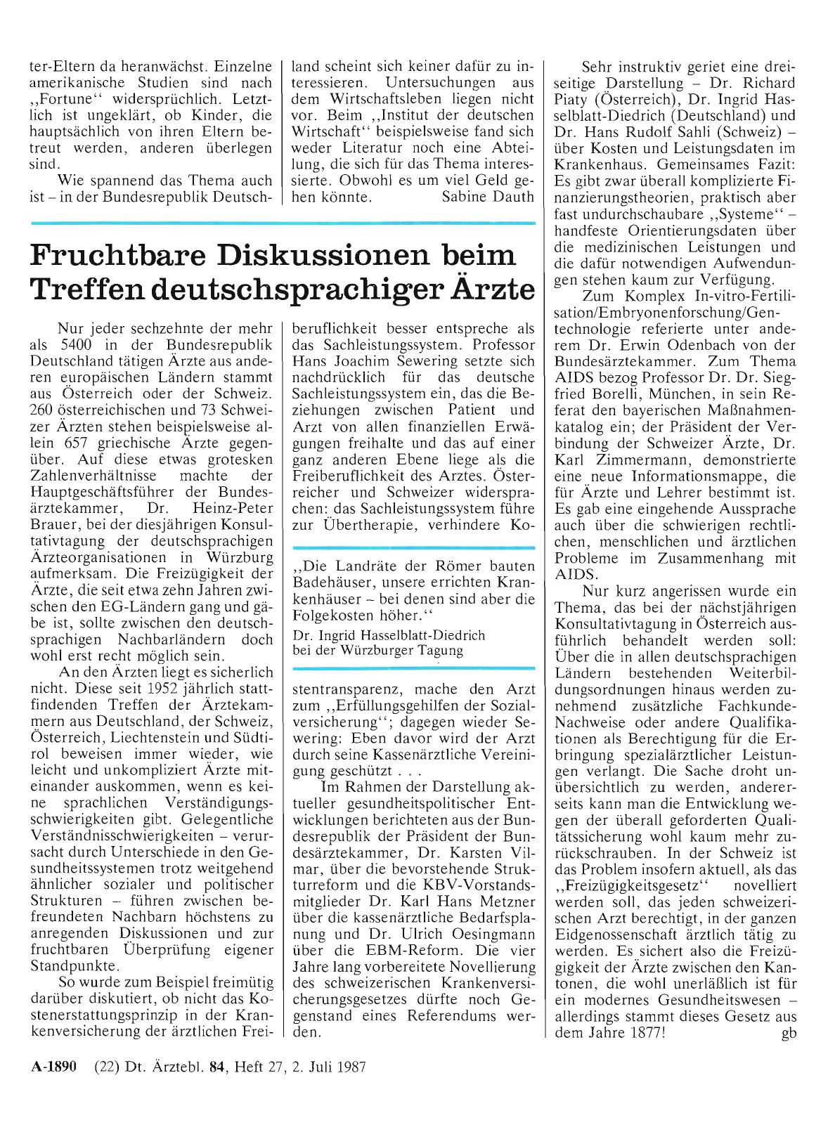 Vorschauseite 1: Fruchtbare Diskussionen beim Treffen deutschsprachiger Ärzte