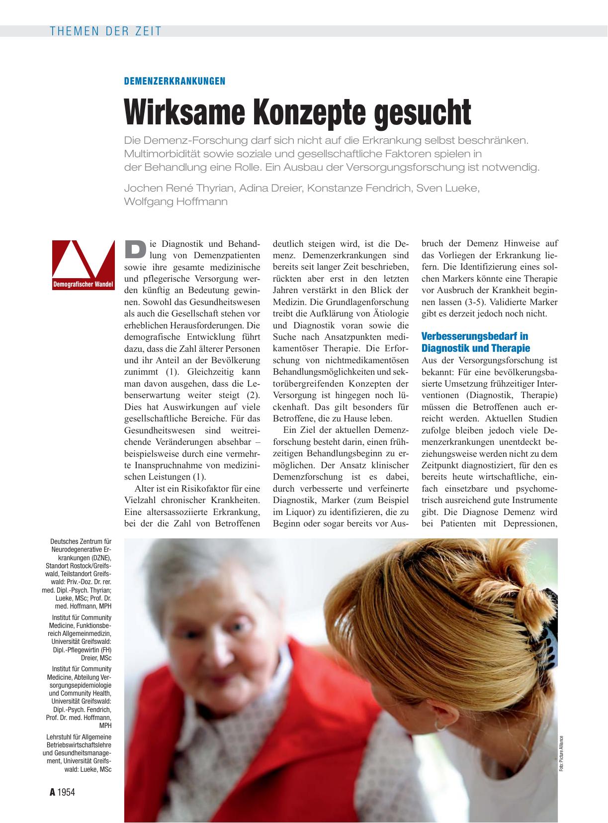 Vorschauseite 1: Demenzerkrankungen: Wirksame Konzepte gesucht