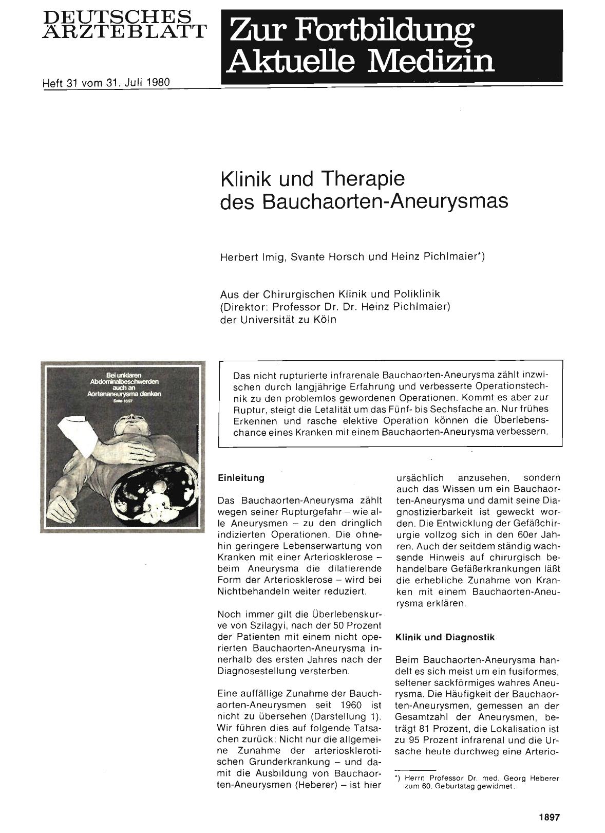 Vorschauseite 1: Klinik und Therapie des Bauchaorten-Aneurysmas