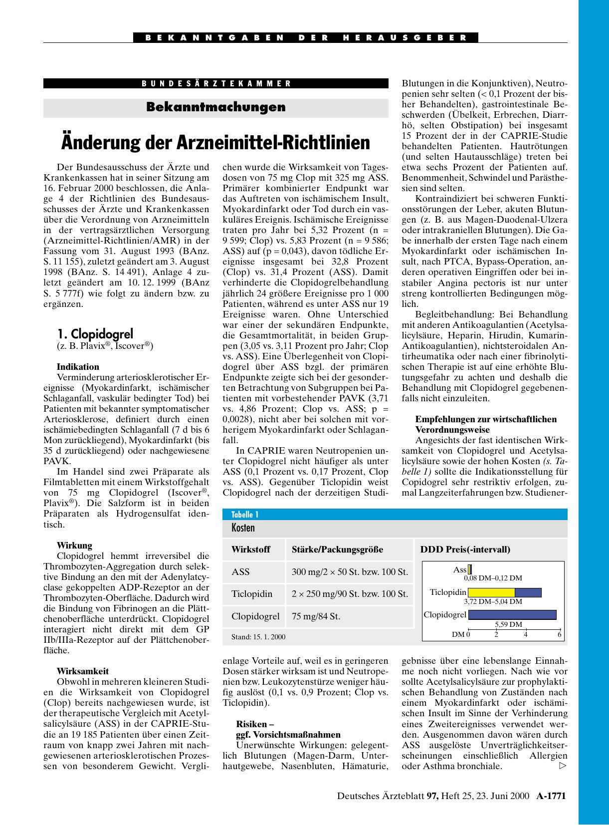 Vorschauseite 1: Änderung der Arzneimittel-Richtlinien