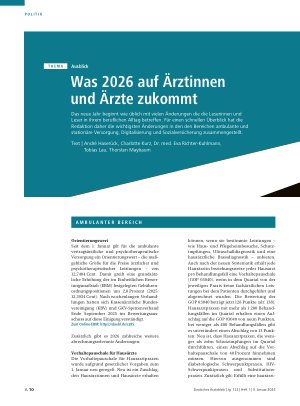 Vorschauseite 1: Ausblick: Was 2026 auf Ärztinnen und Ärzte zukommt