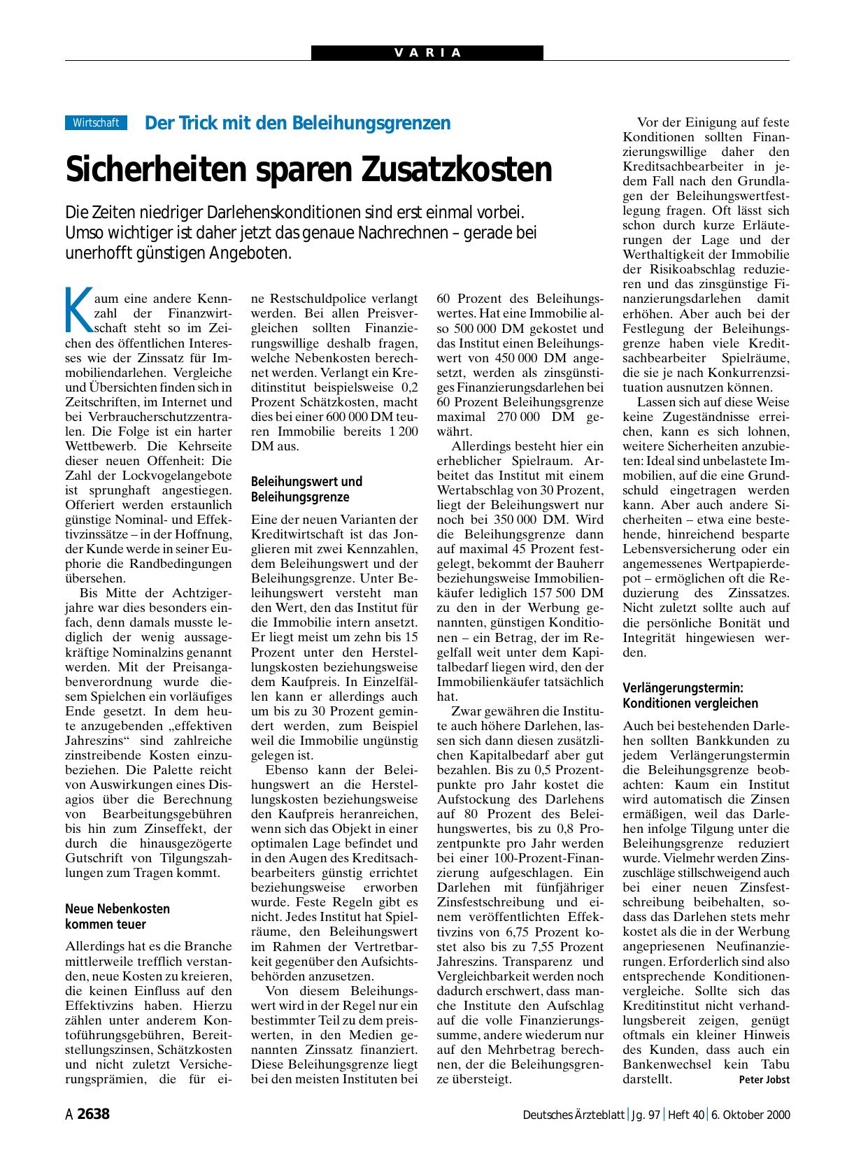 Vorschauseite 1: Der Trick mit den Beleihungsgrenzen: Sicherheiten sparen Zusatzkosten