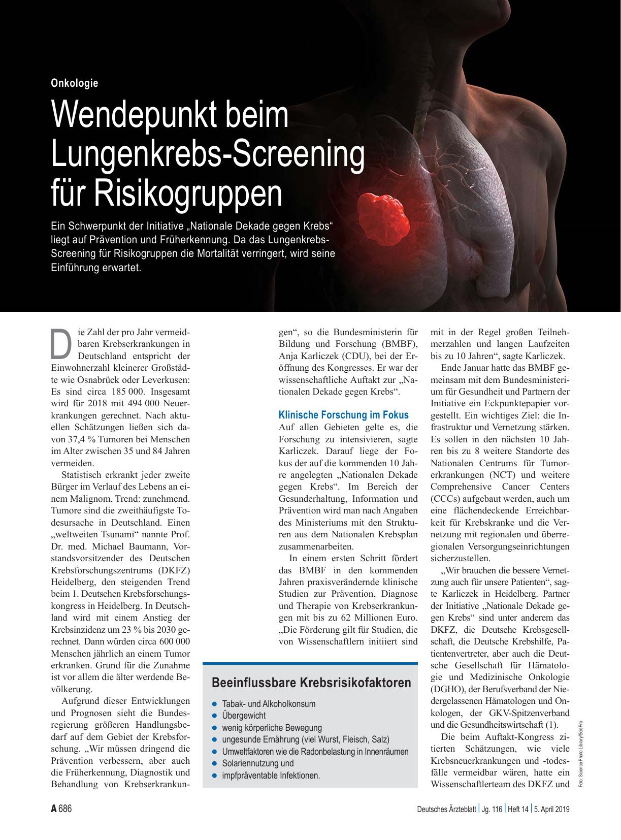 Vorschauseite 1: Onkologie: Wendepunkt beim Lungenkrebs-Screening für Risikogruppen
