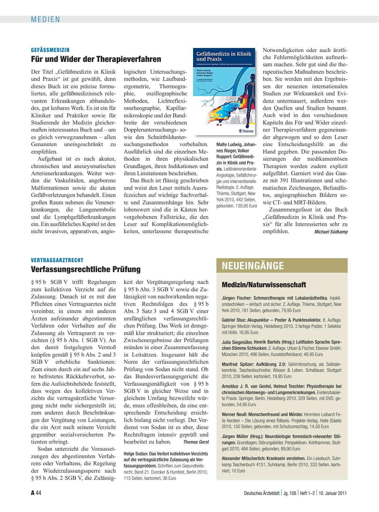 Vorschauseite 1: Gefäßmedizin: Für und Wider der Therapieverfahren