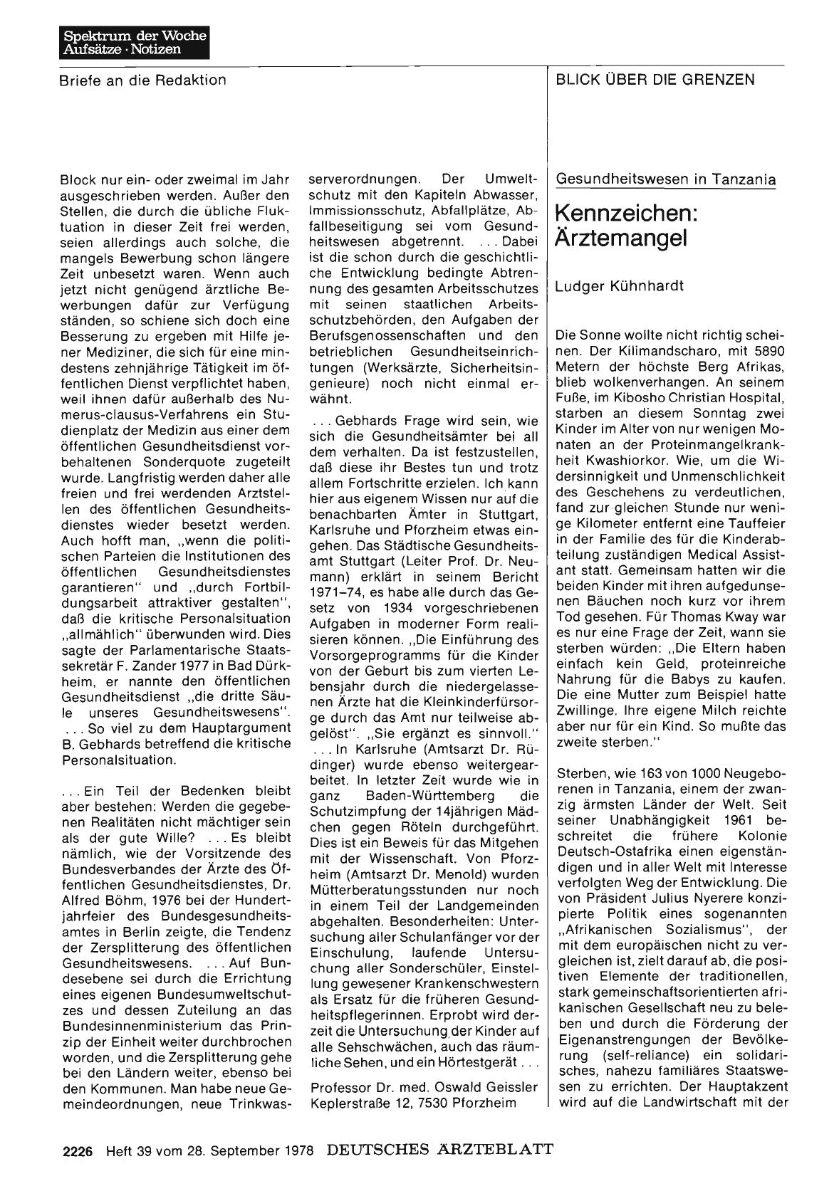 Vorschauseite 1: Gesundheitswesen in Tanzania - Kennzeichen: Ärztemangel
