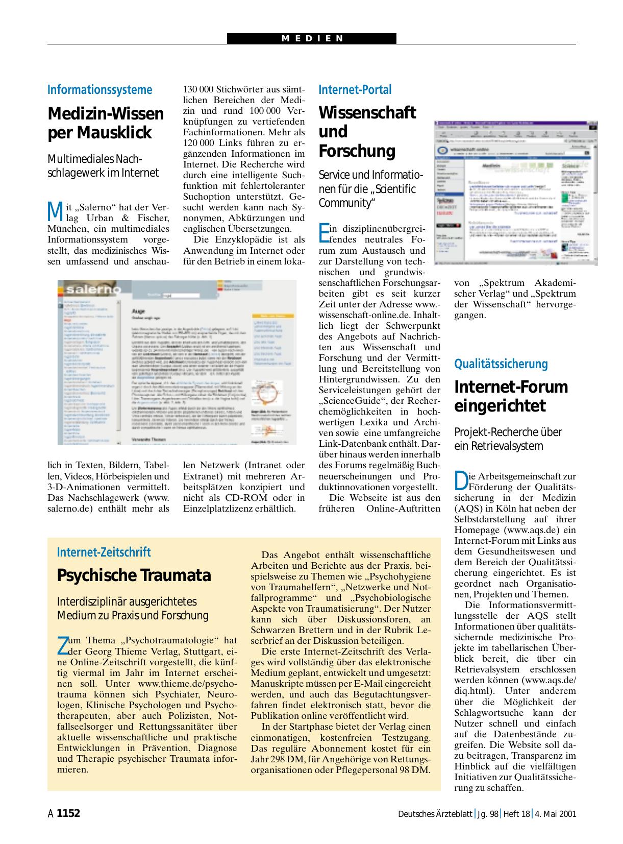 Vorschauseite 1: Qualitätssicherung: Internet-Forum eingerichtet