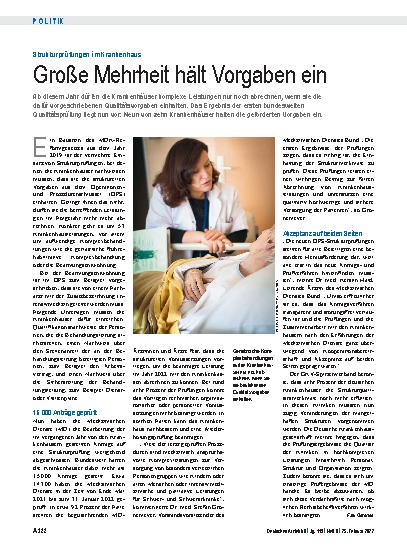 Vorschauseite 1: Strukturprüfungen im Krankenhaus: Große Mehrheit hält Vorgaben ein