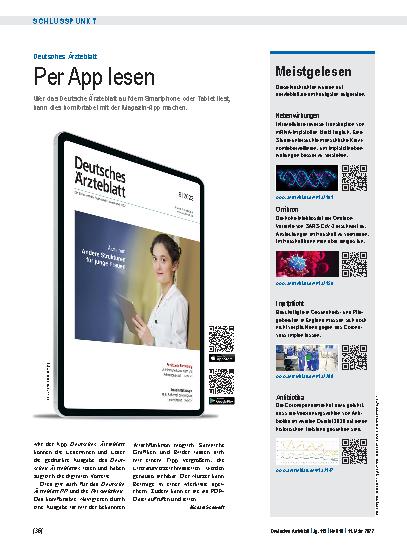 Vorschauseite 1: Deutsches Ärzteblatt: Per App lesen
