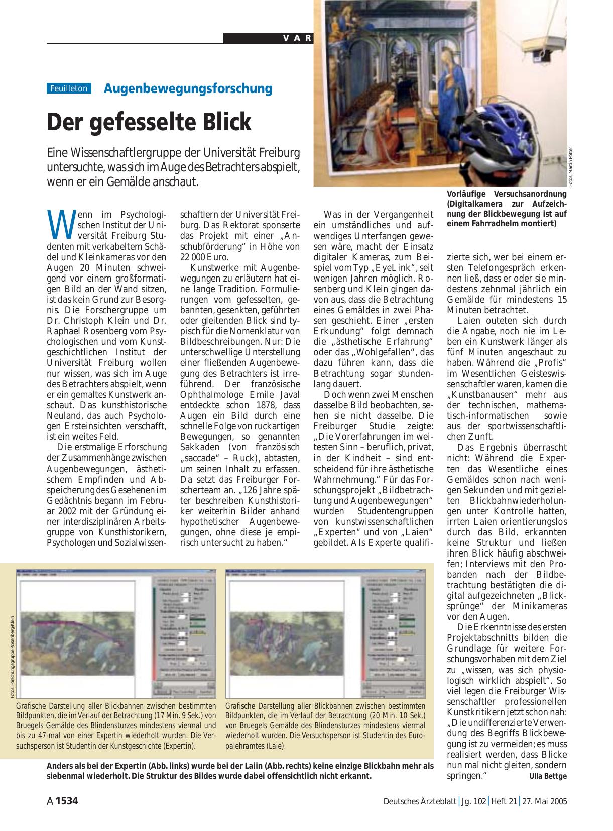 Vorschauseite 1: Augenbewegungsforschung: Der gefesselte Blick