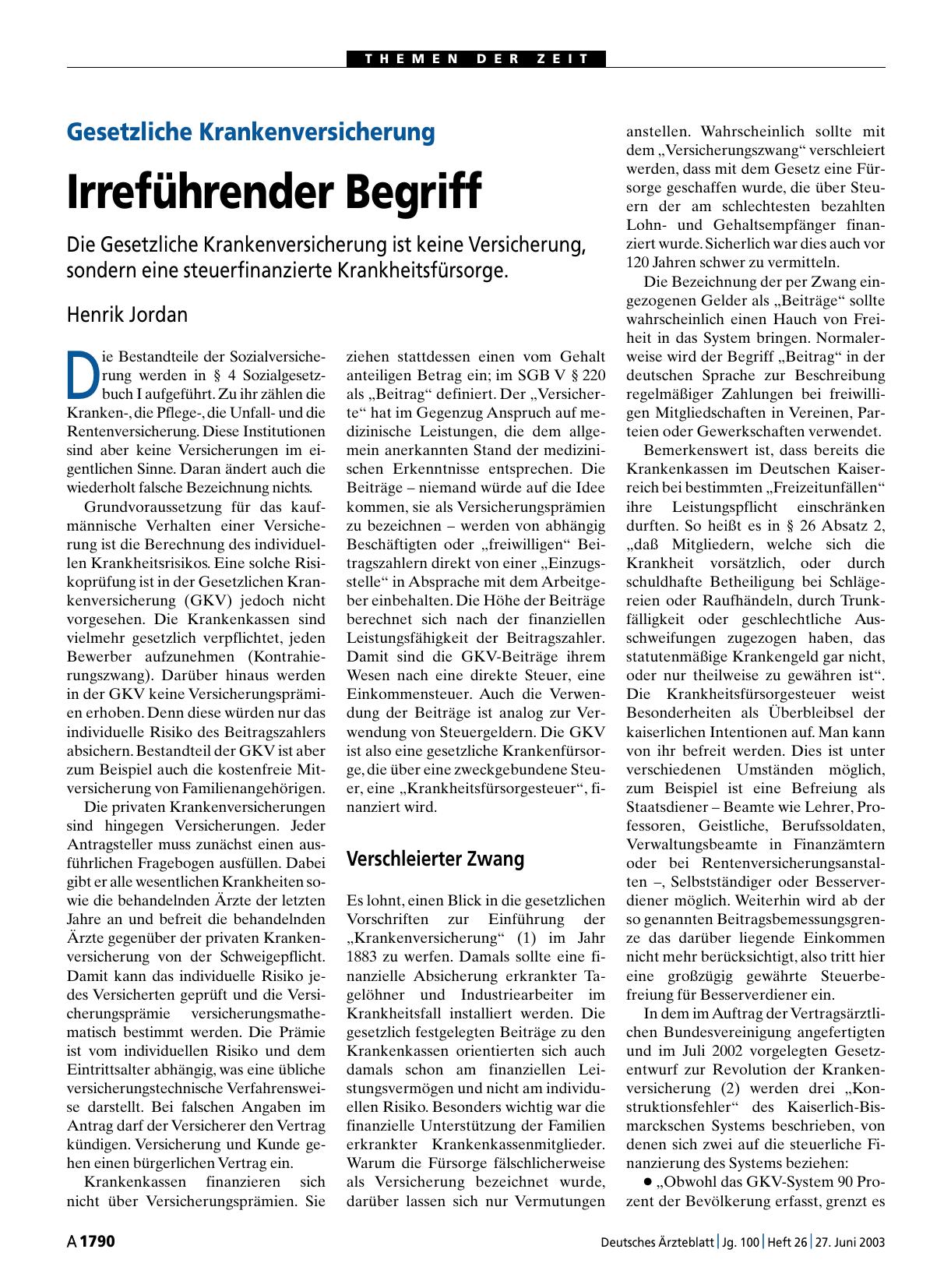 Vorschauseite 1: Gesetzliche Krankenversicherung: Irreführender Begriff