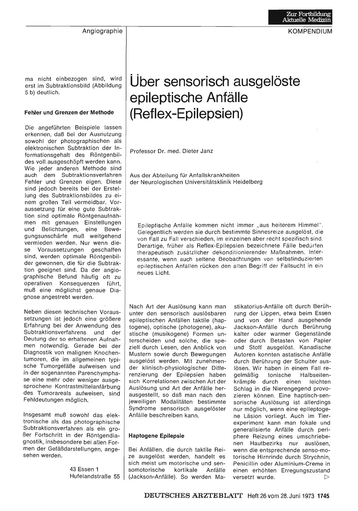 Vorschauseite 1: Über sensorisch ausgelöste epileptische Anfälle (Reflex-Epilepsien)