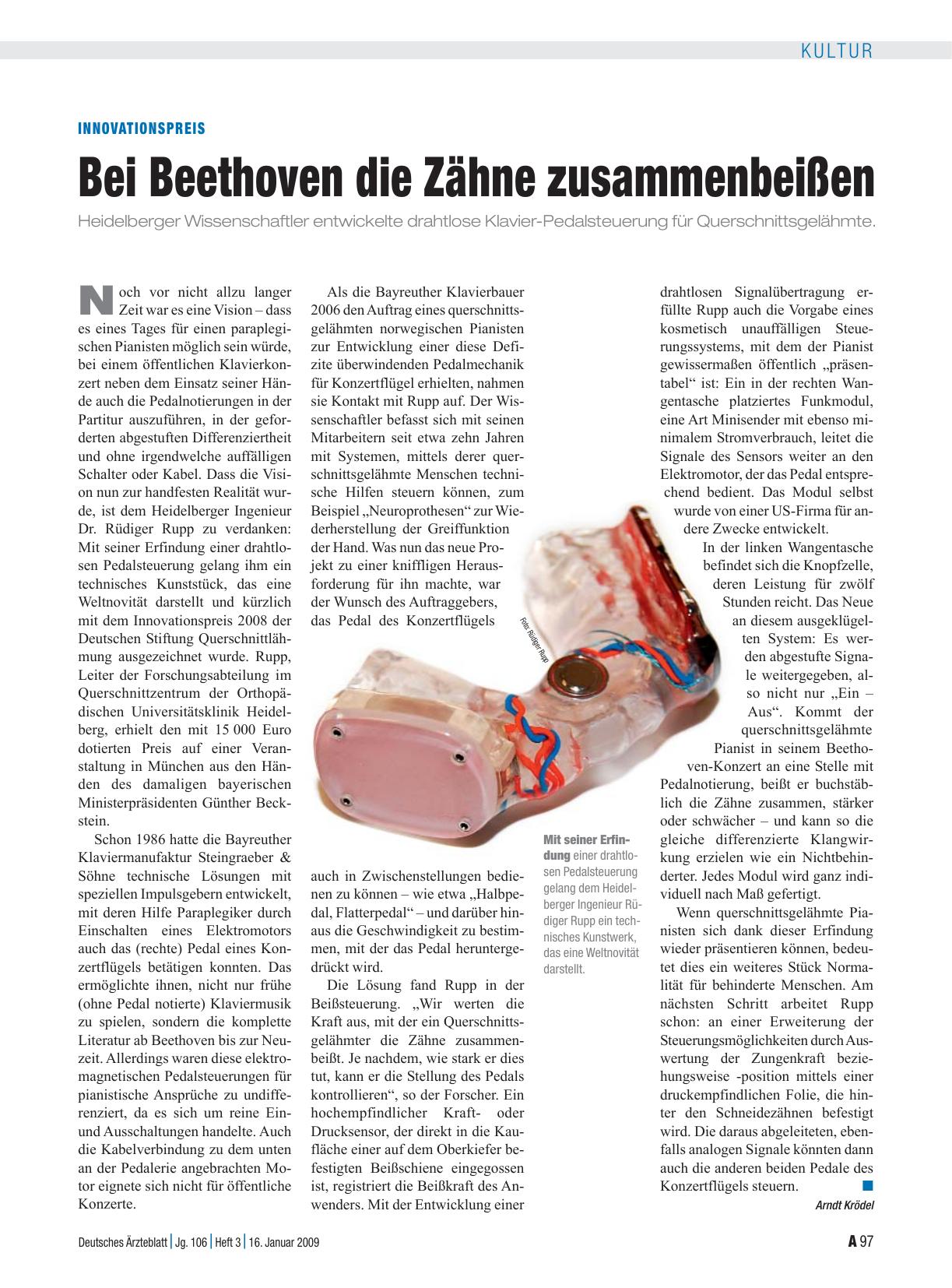 Vorschauseite 1: Innovationspreis: Bei Beethoven die Zähne zusammenbeißen